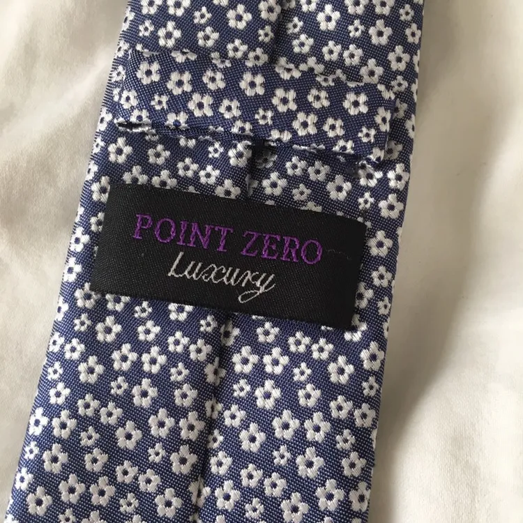 Point Zero Luxury Blue Tie With White Flowers Tie photo 7