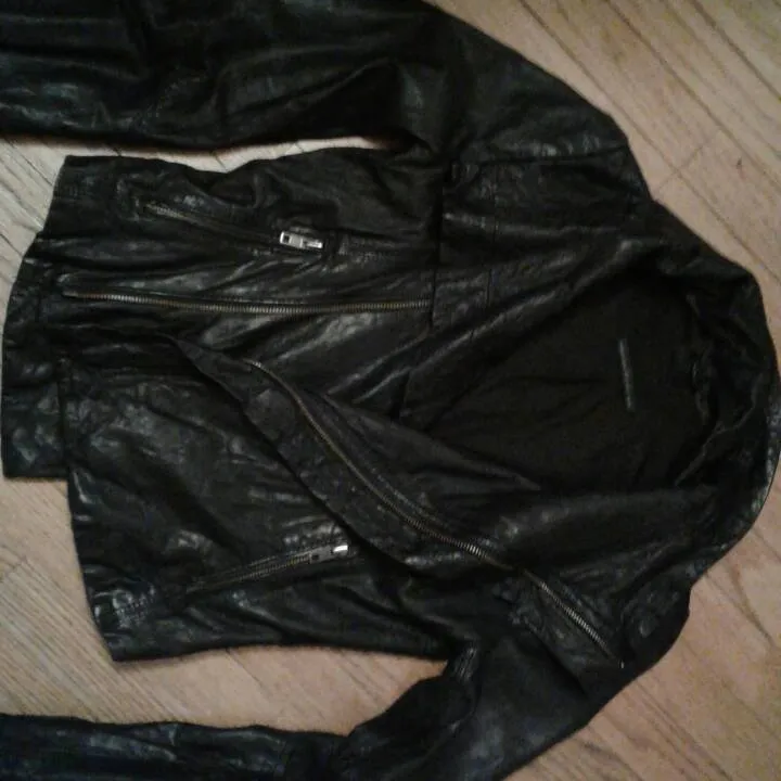 Black Leather Moto Jacket photo 1