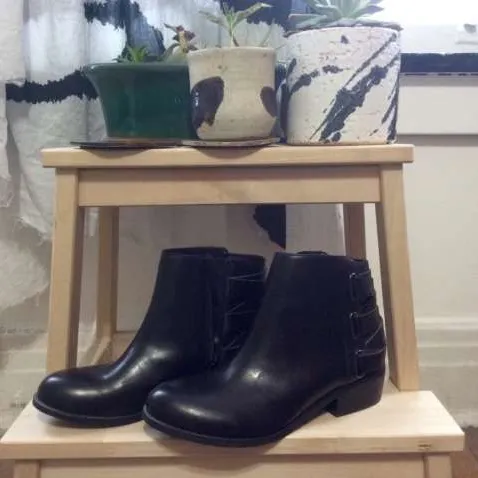 Black Leather Booties Size 5.5 photo 1