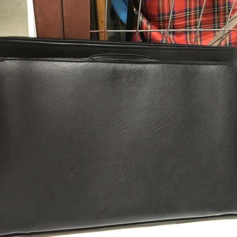 Vintage Black Leather Laptop Briefcase photo 1