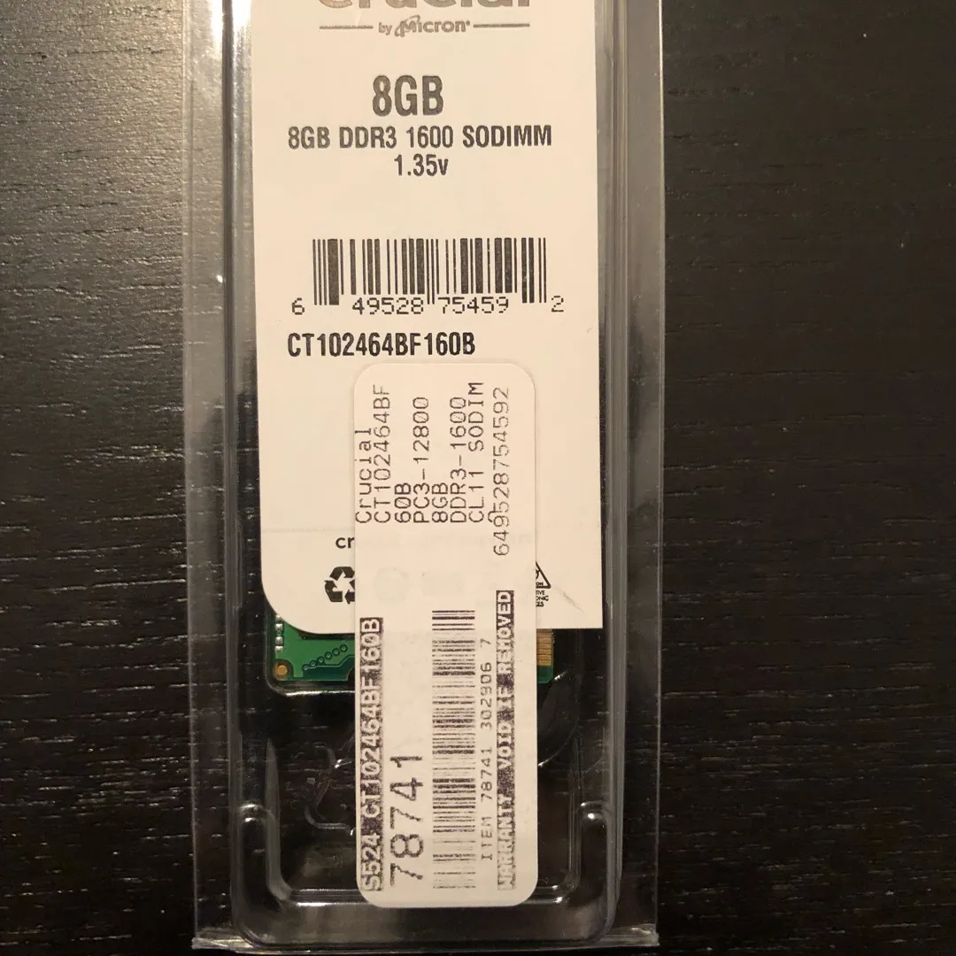 BNIP RAM - 8GB DDR3 1600 SODIMM (originally purchased to upgr... photo 1