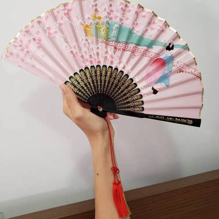 Collectible Handpainted Fabric Fan photo 1