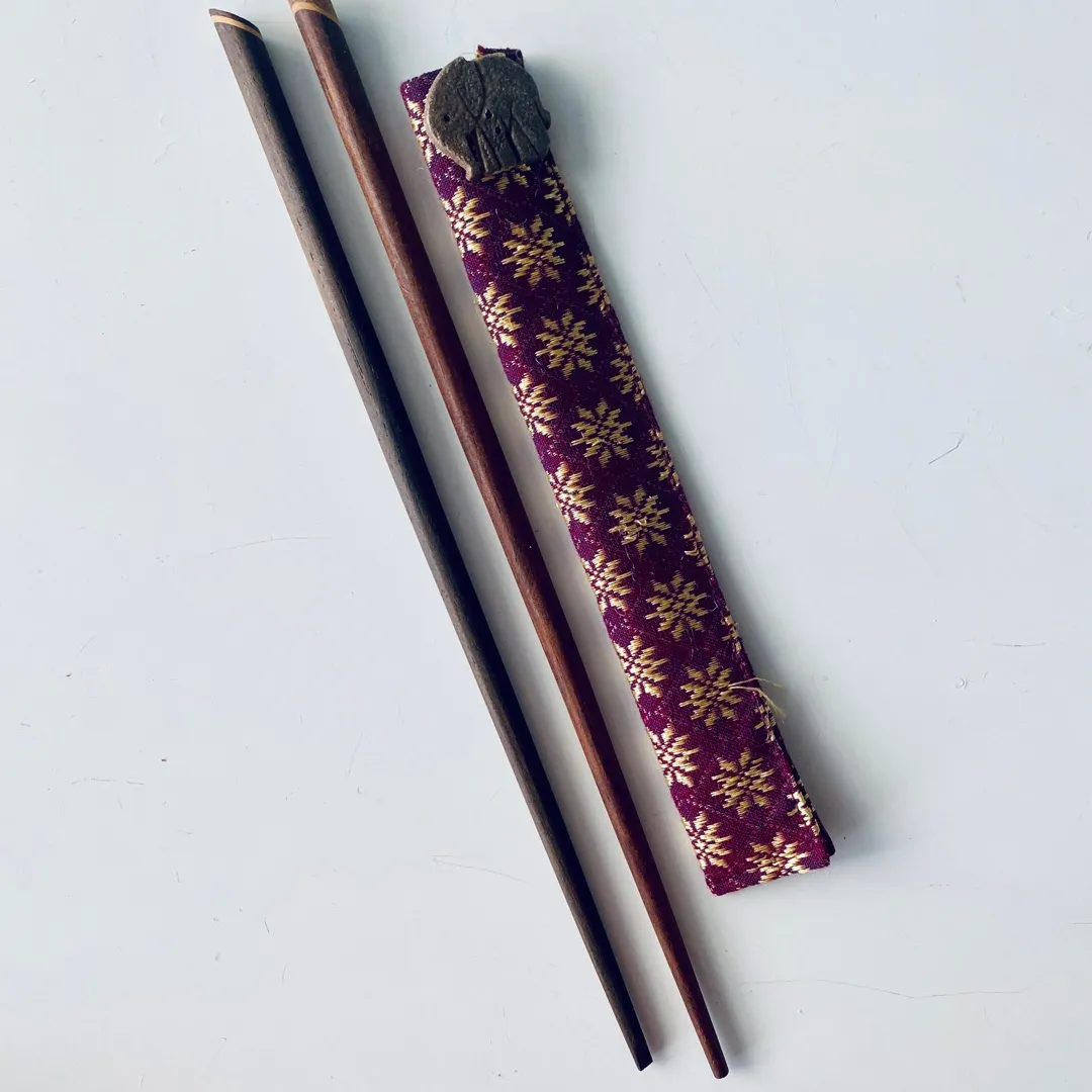 Handmade Wood Chopsticks With Fabric Case photo 3