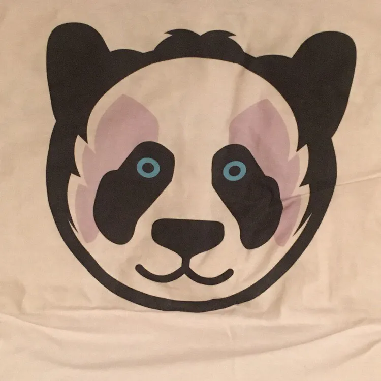 Size S Kawaii cute panda bear face t shirt! Black white w blu... photo 4
