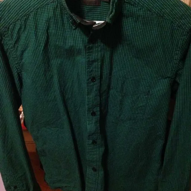 XS "men's" Green Checked Shirt photo 1