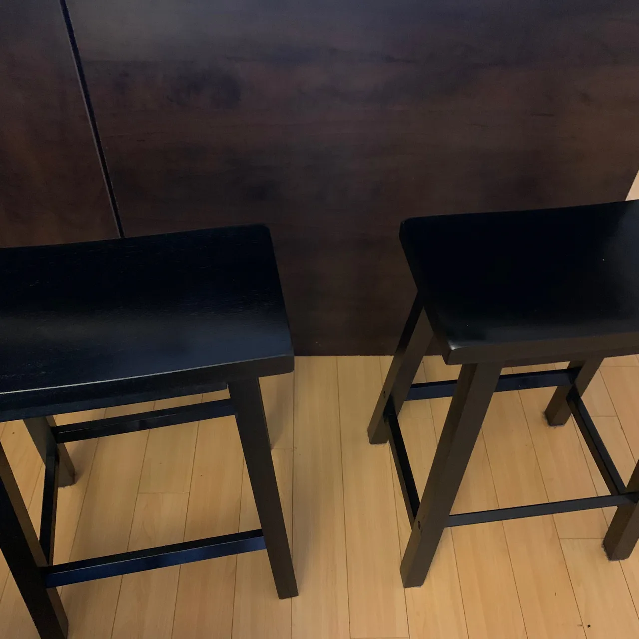 2 black bar stools. Purchased 10 months ago photo 1