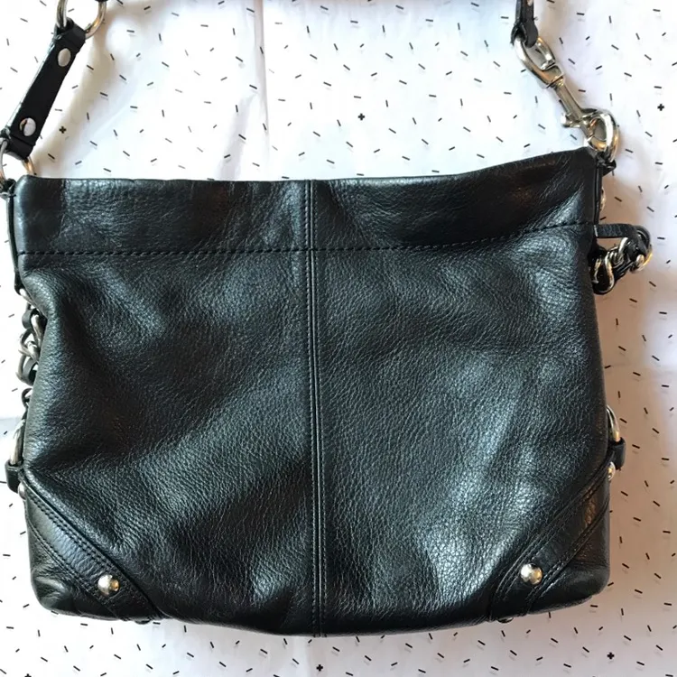 Black all-leather Coach purse photo 3