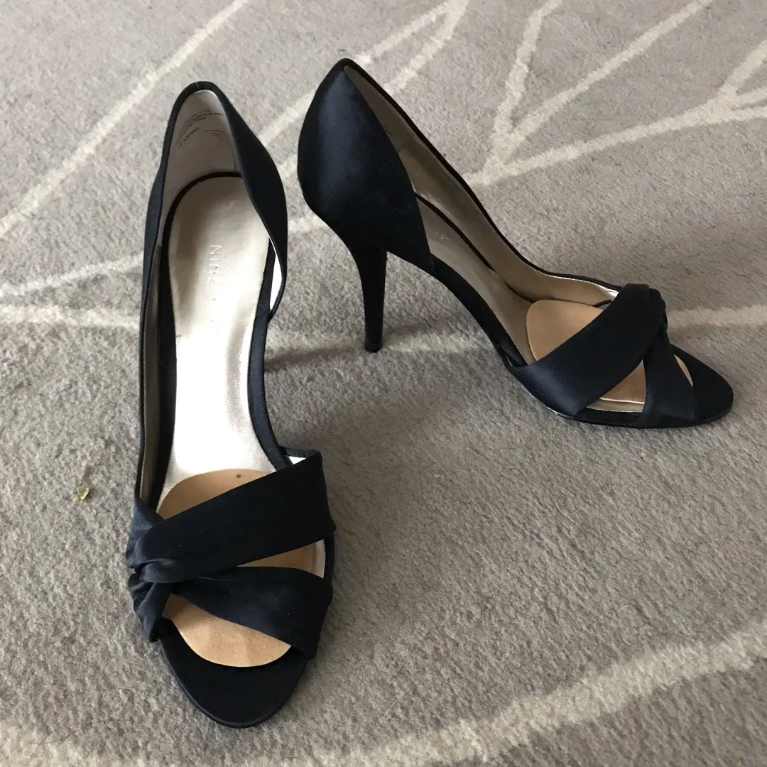 Black Satin Nine West D’Orsay Sandals photo 1