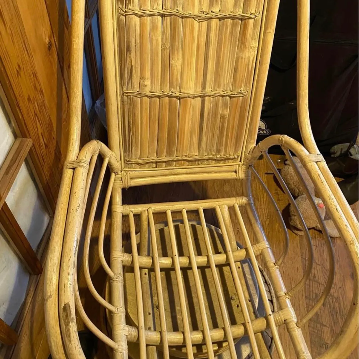 Rattan wicker swivel boho style chair  photo 1