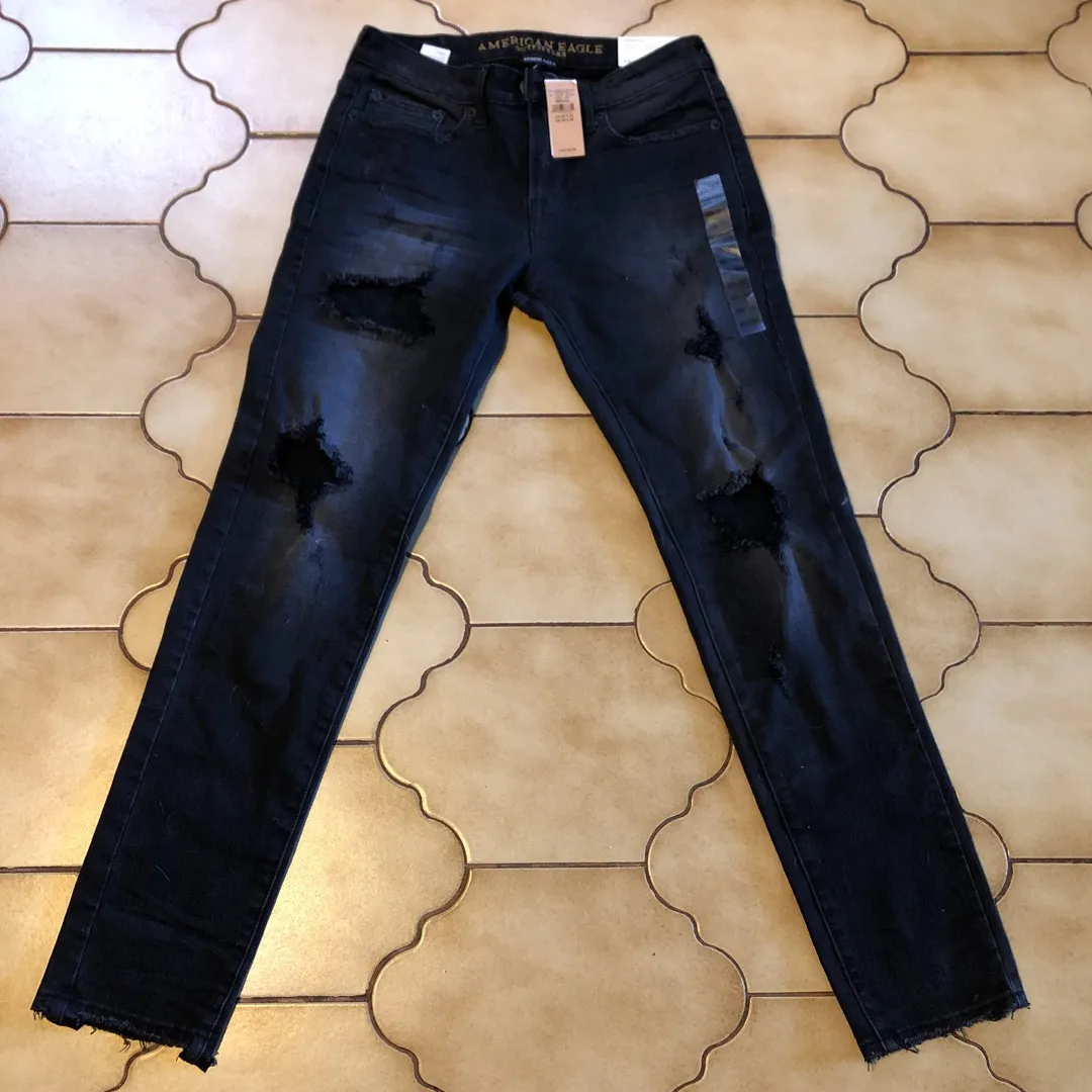 Men’s Black Distressed Jeans photo 1