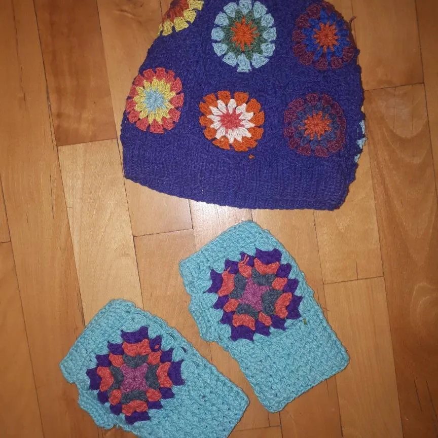 Matching Crocheted Hat And Gloves photo 1