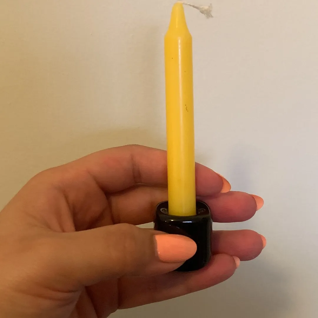 Yellow Spell Candle And Holder photo 1