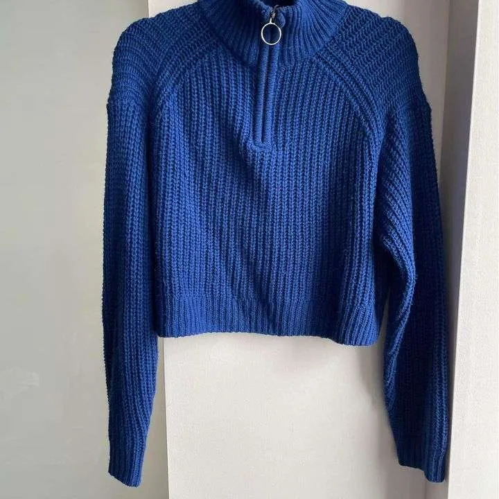 H&M colbat blue zip up sweater photo 1
