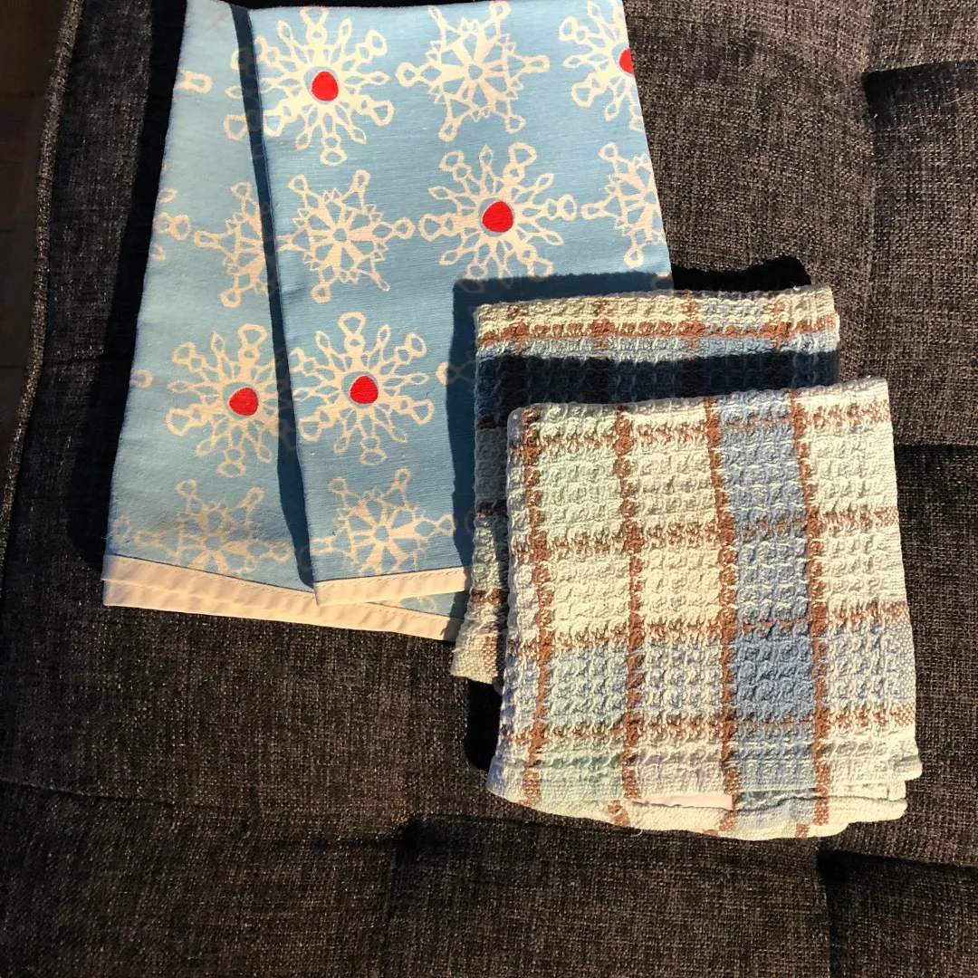 Dish Towels x4 ❄️ Blue photo 1