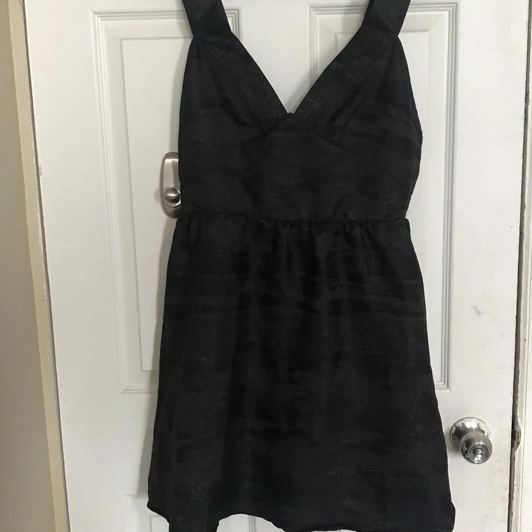 Black With Gold Sheen Cocktail Dress Size 10 photo 1