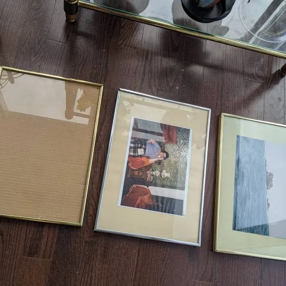 3 Photo Frame Glass And Metal Gold Silver Picture Frames photo 1