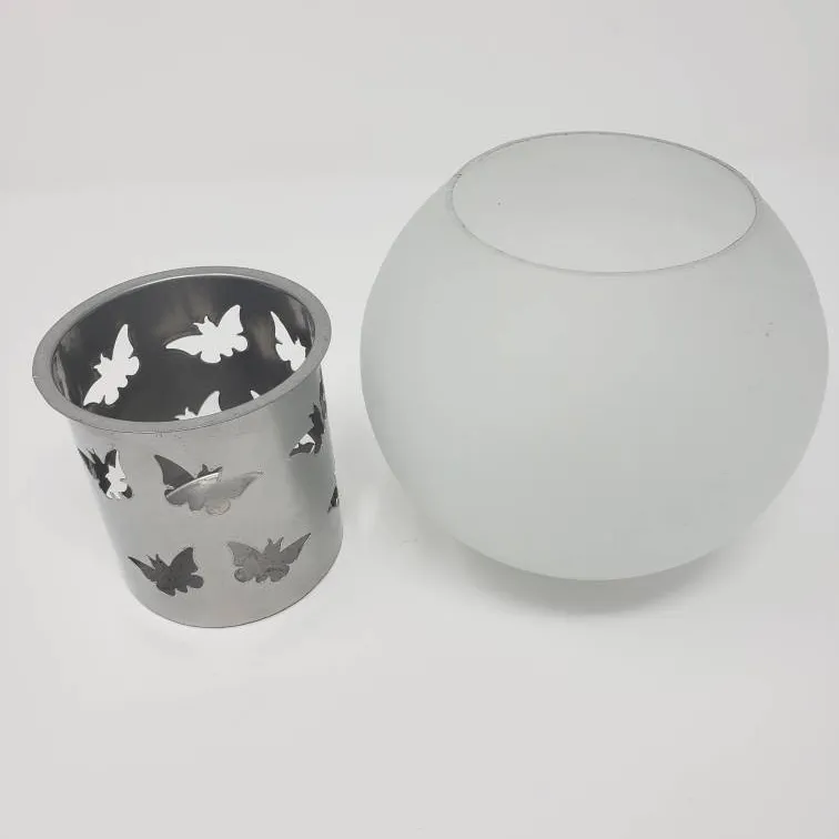 Frosted Glass Butterfly Candle Holder photo 1