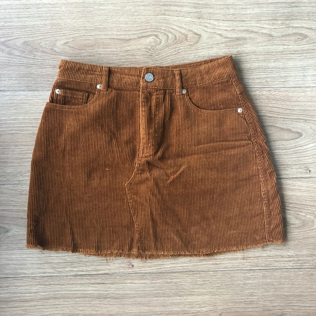 Pull & Bear Rust Corduroy Skirt Sz 28/Medium photo 1