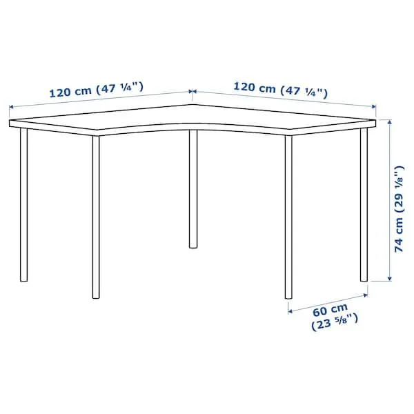 Linnmon / Adils Corner Ikea Desk Table, Black-Brown and Silver photo 5