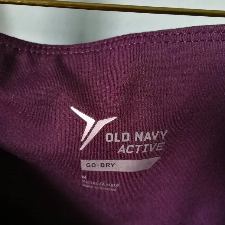dark purple with pink elastics old navy athletic leggings size m photo 4