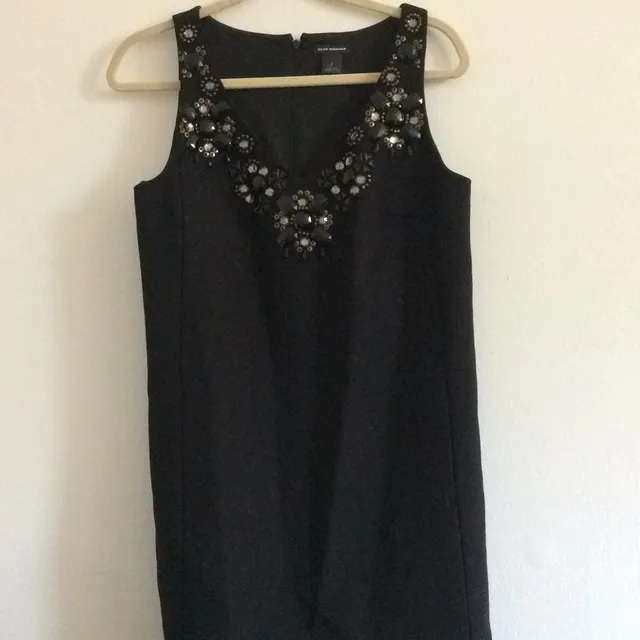 Club Monaco Black Wool Beaded Dress Size 2 photo 1