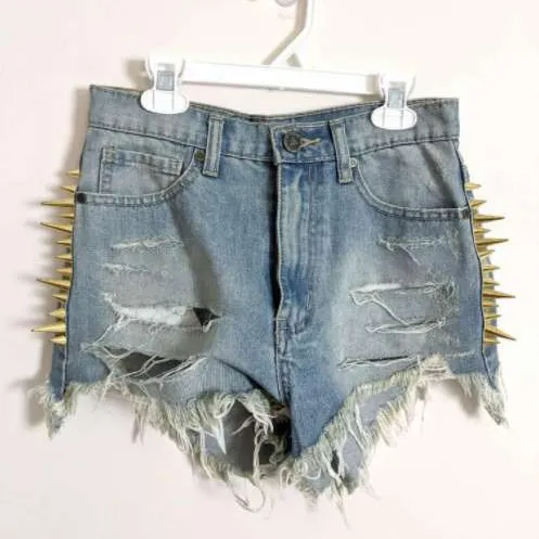 Ripped Jean Spiked Shorts photo 1