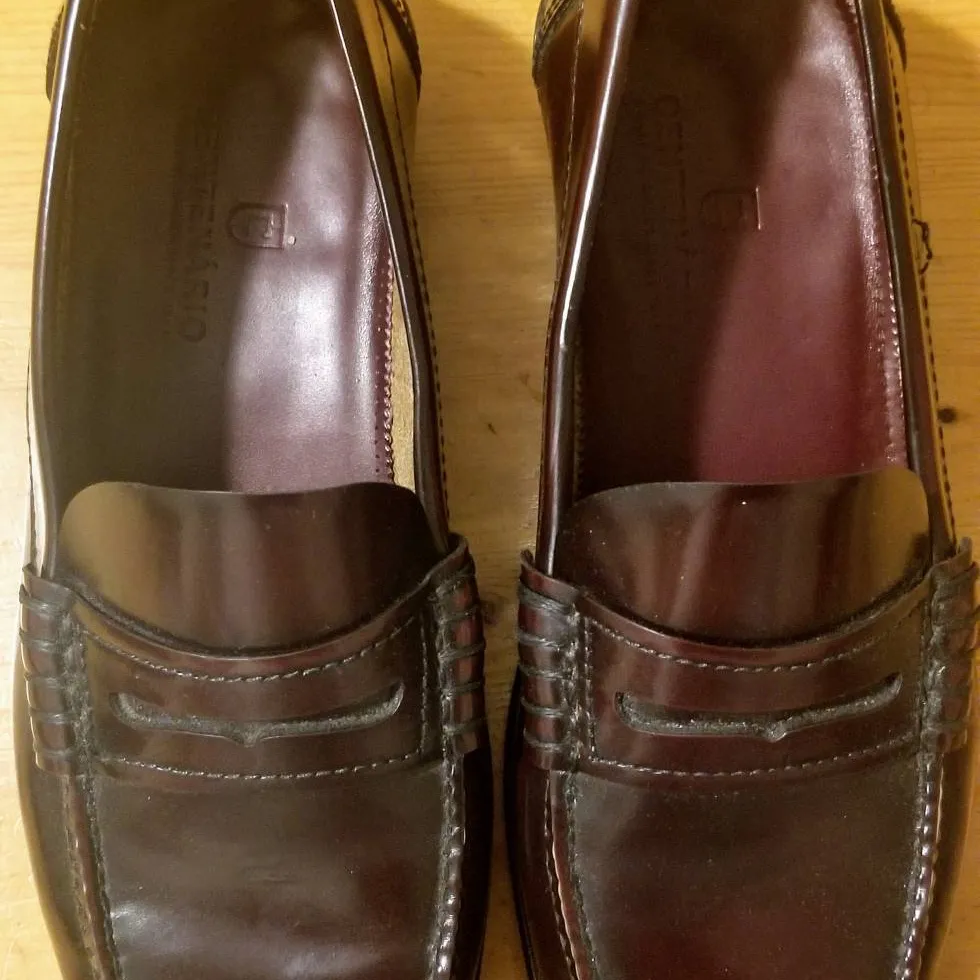 Oxblood Leather Penny Loafers, Size 6.5 Men's/Size 7.5 W photo 4
