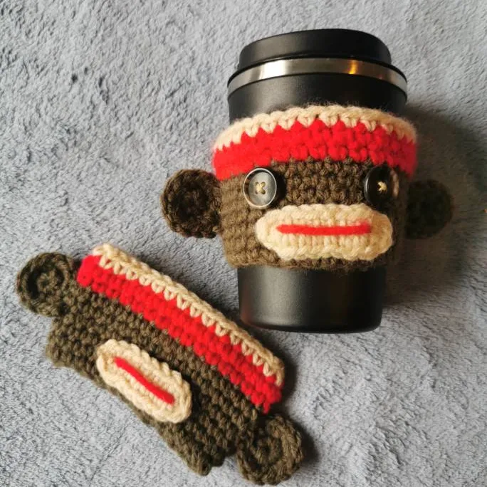 Crochet Sock Monkey Cup Sleeve photo 1