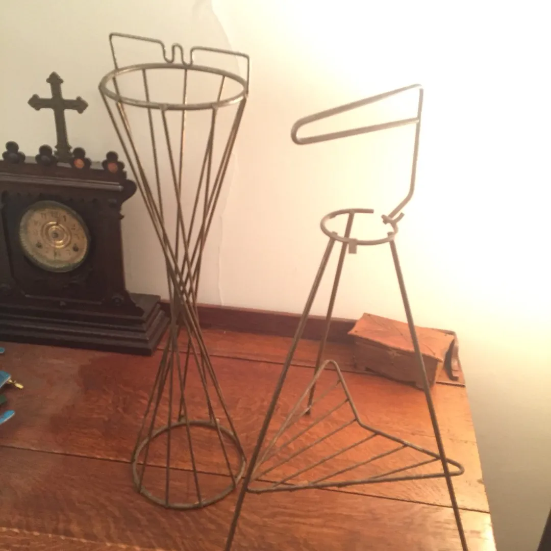 Pair Of Mid Century Metal Stands Of Some Sort photo 1