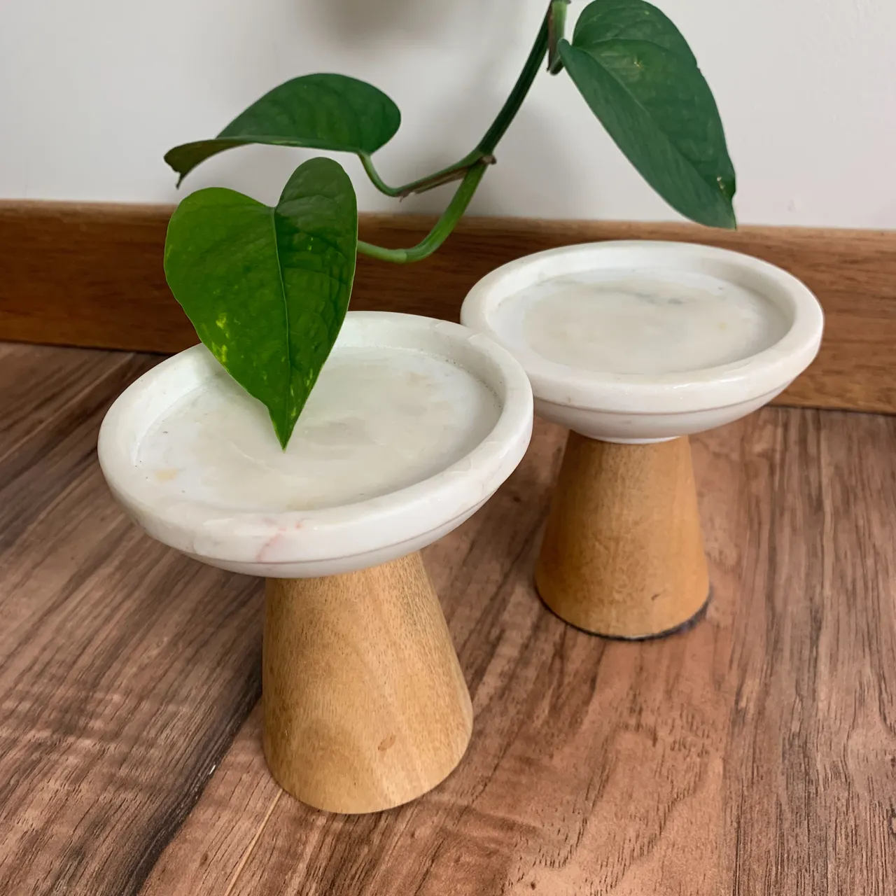 Marble & Wood Candle Holders  photo 1