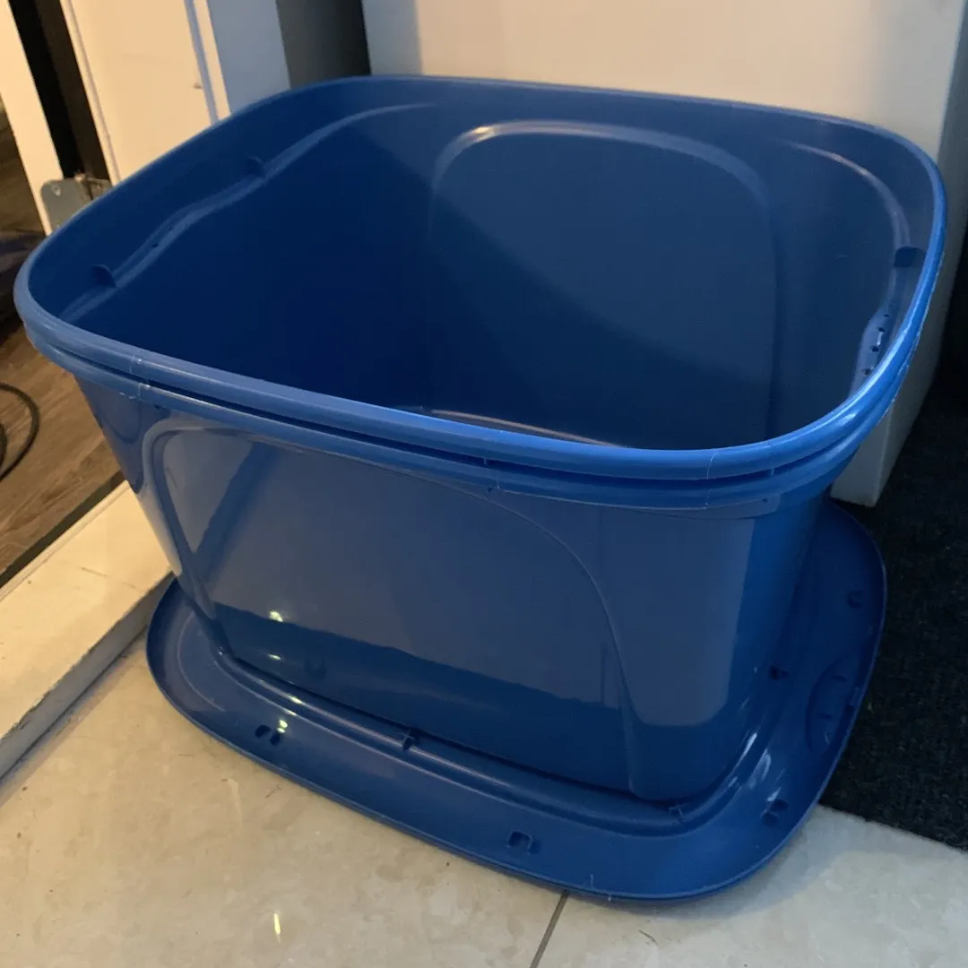 Two Blue Rubbermaid Containers photo 1
