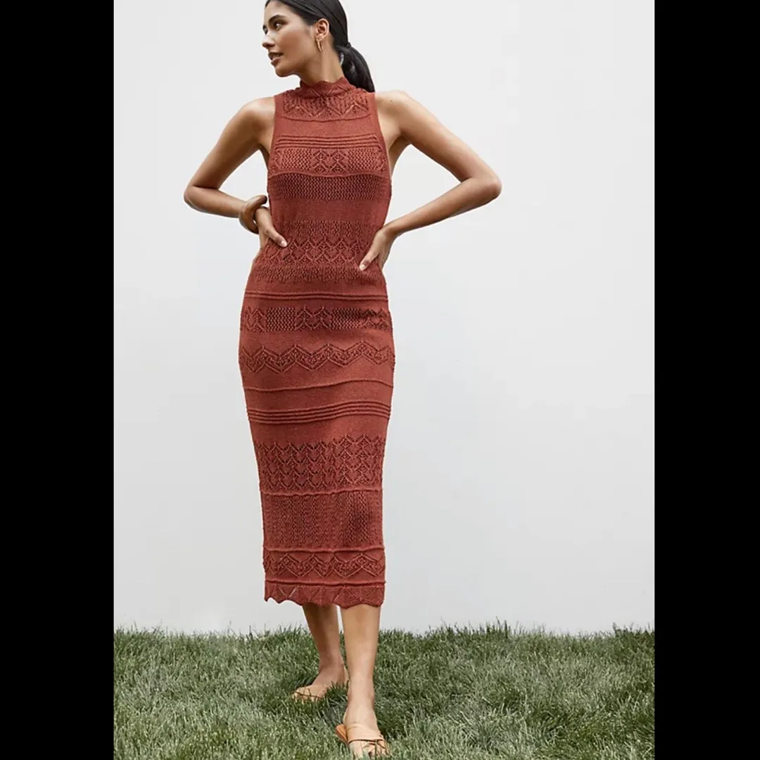 NWT Anthropologie Crochet Midi Dress Size S photo 6