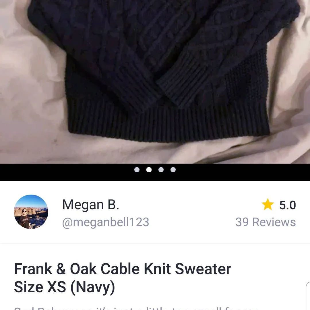 Frank & Oak Cable Knit Navy Sweater photo 1