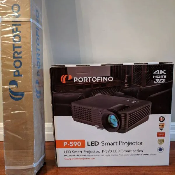 Portofino 4K LED Smart Projector + Screen BNIB photo 1