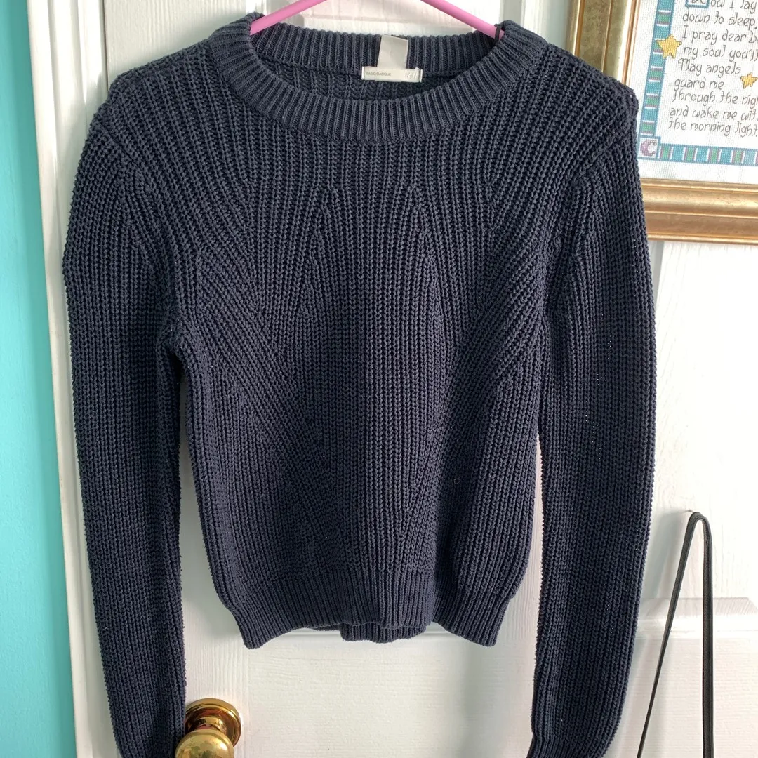 Navy Cropped Sweater photo 1