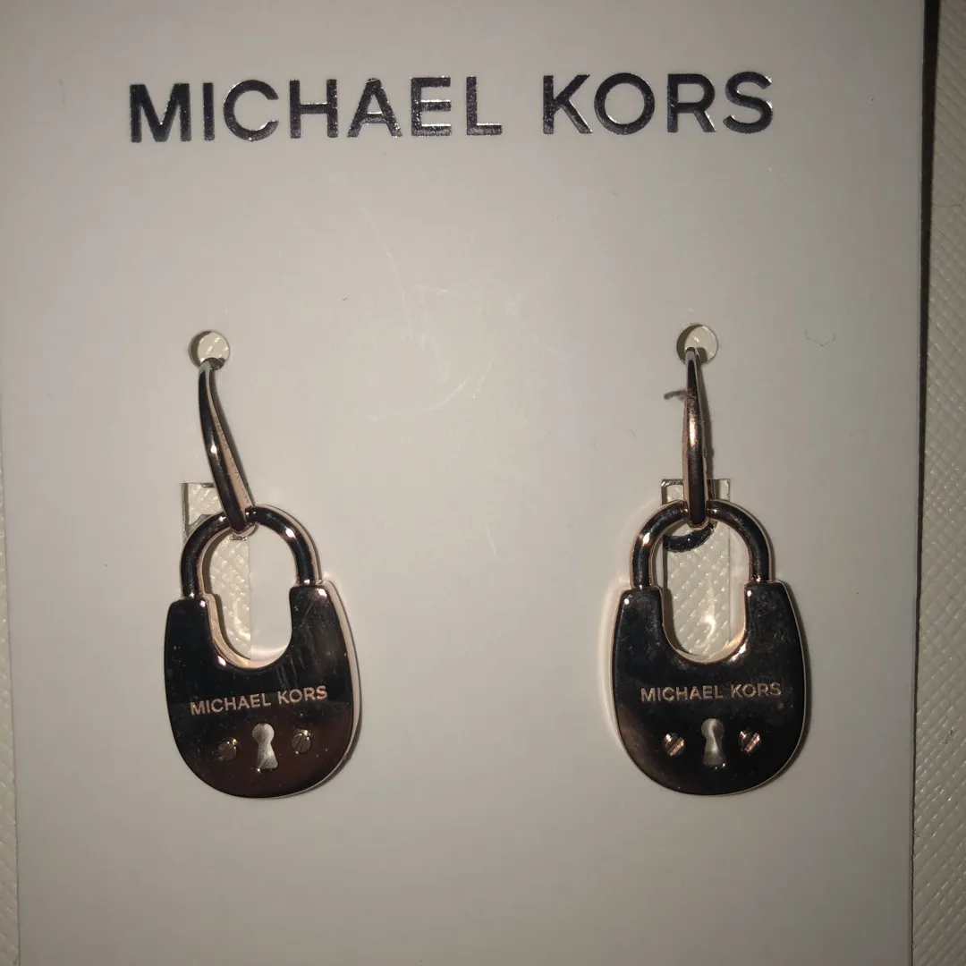 Gold Michael Kors Lock Earrings photo 3