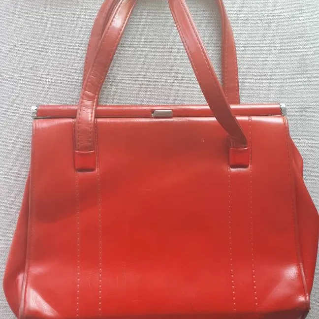 Vintage Red Leather Hand Bag / Purse photo 1