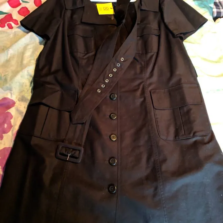 🎁 Luxe Black Trench Shirt Dress photo 1