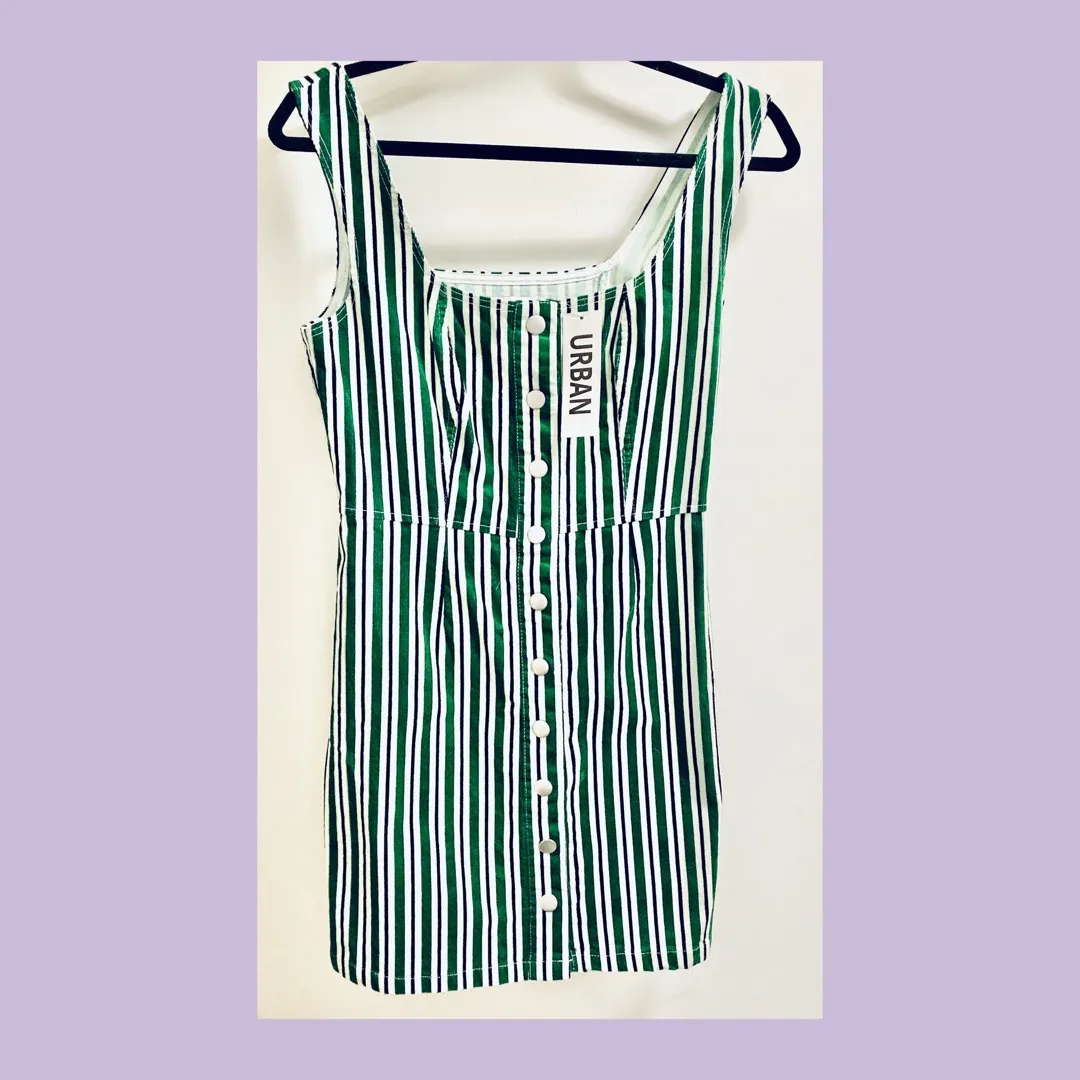 UO Corduroy Green & Black Striped Mini Dress (sz6) photo 1