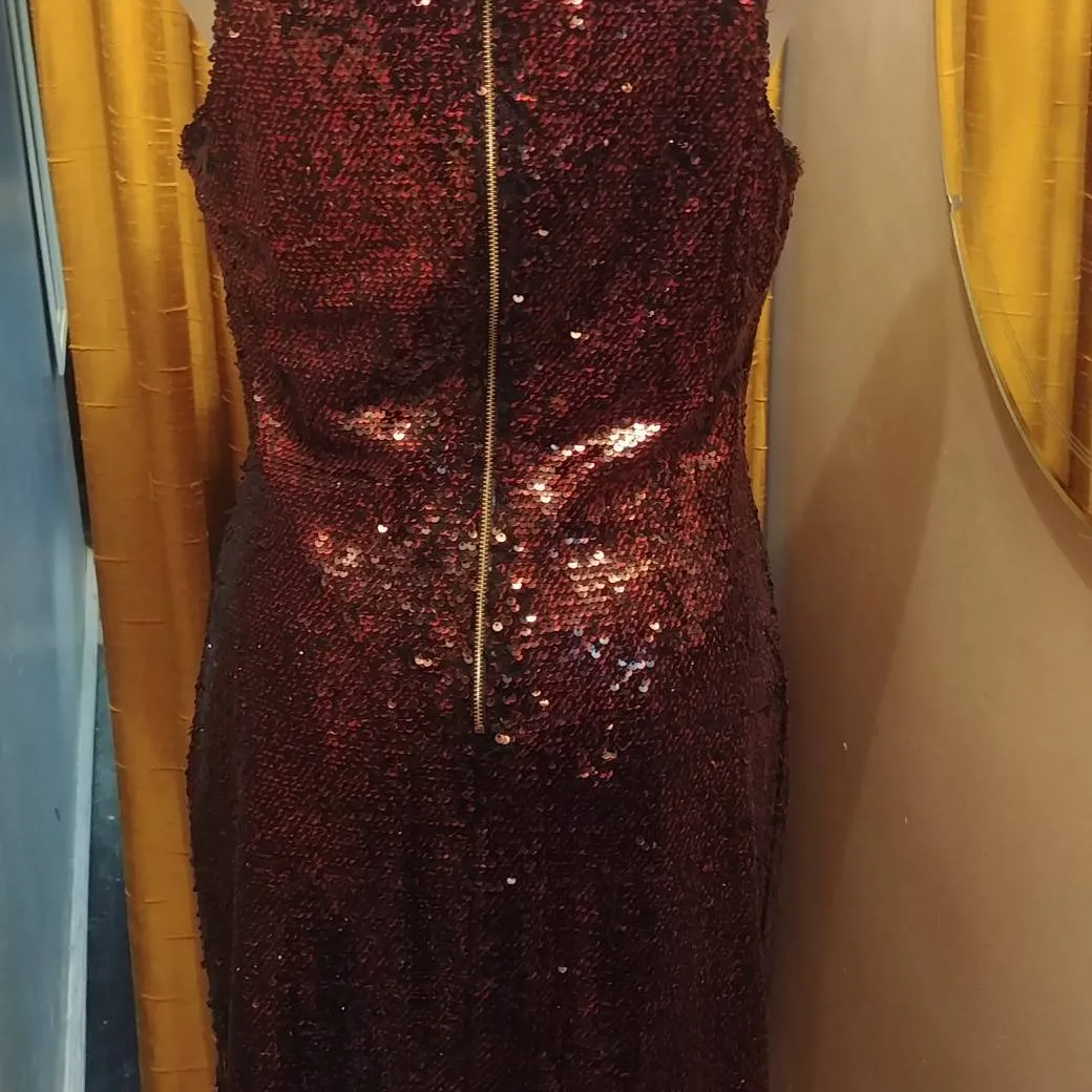 Red Sequin Party Dress- L photo 4