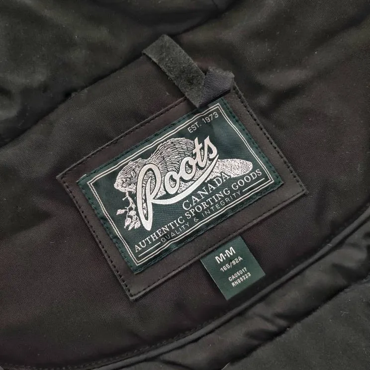 Roots Bomber Down Puff Jacket - Black, Size M photo 9