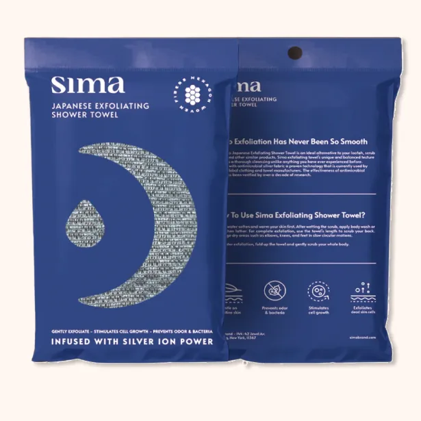 Sima® Exfoliating Antibacterial Shower Towel antibacterial silve photo 1