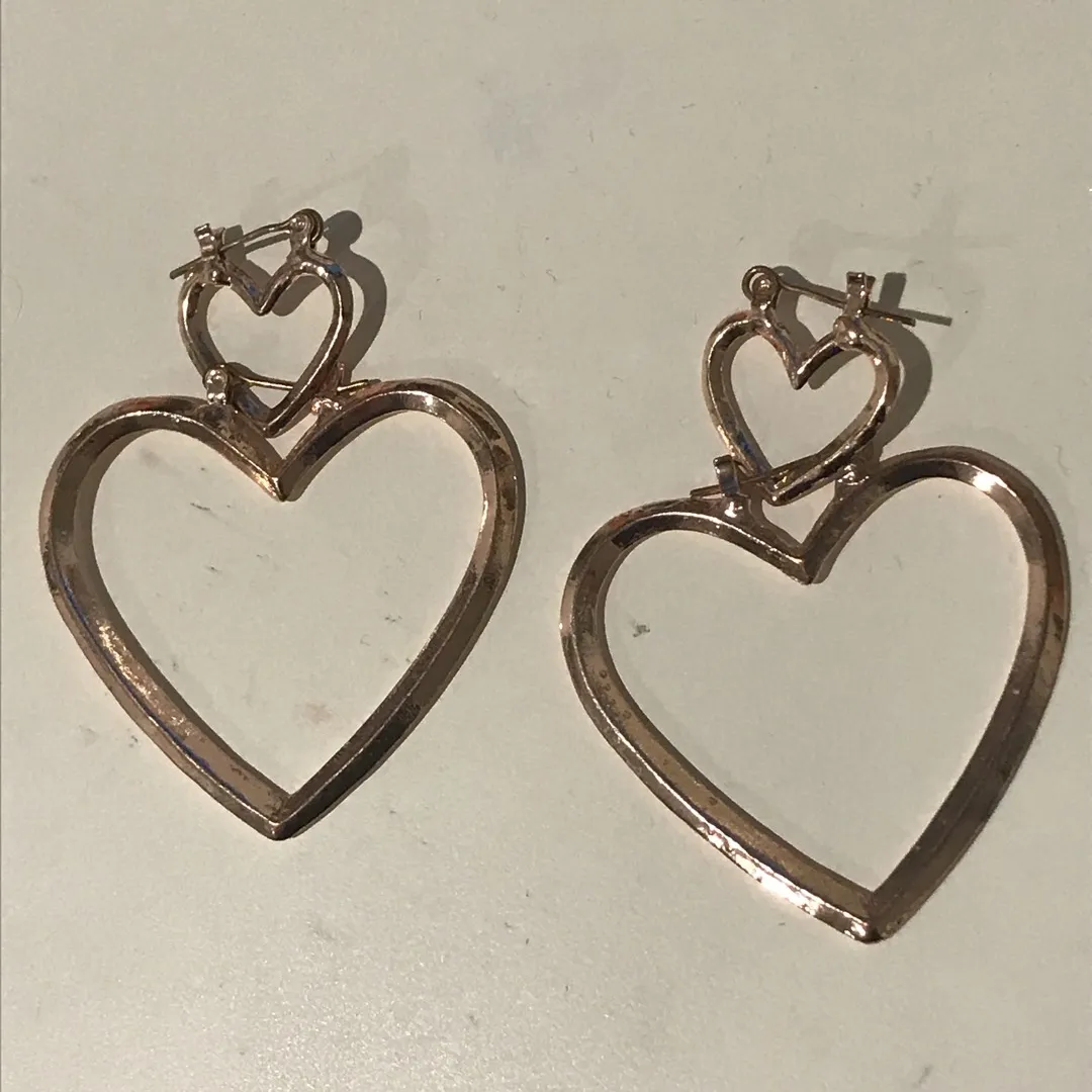 Double Heart Fake Gold Earrings (Big) photo 5