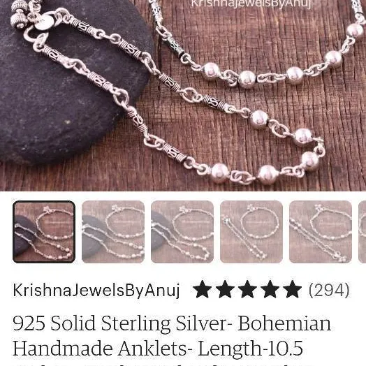 925 Sterling Silver - Bohemian Anklets From India photo 9