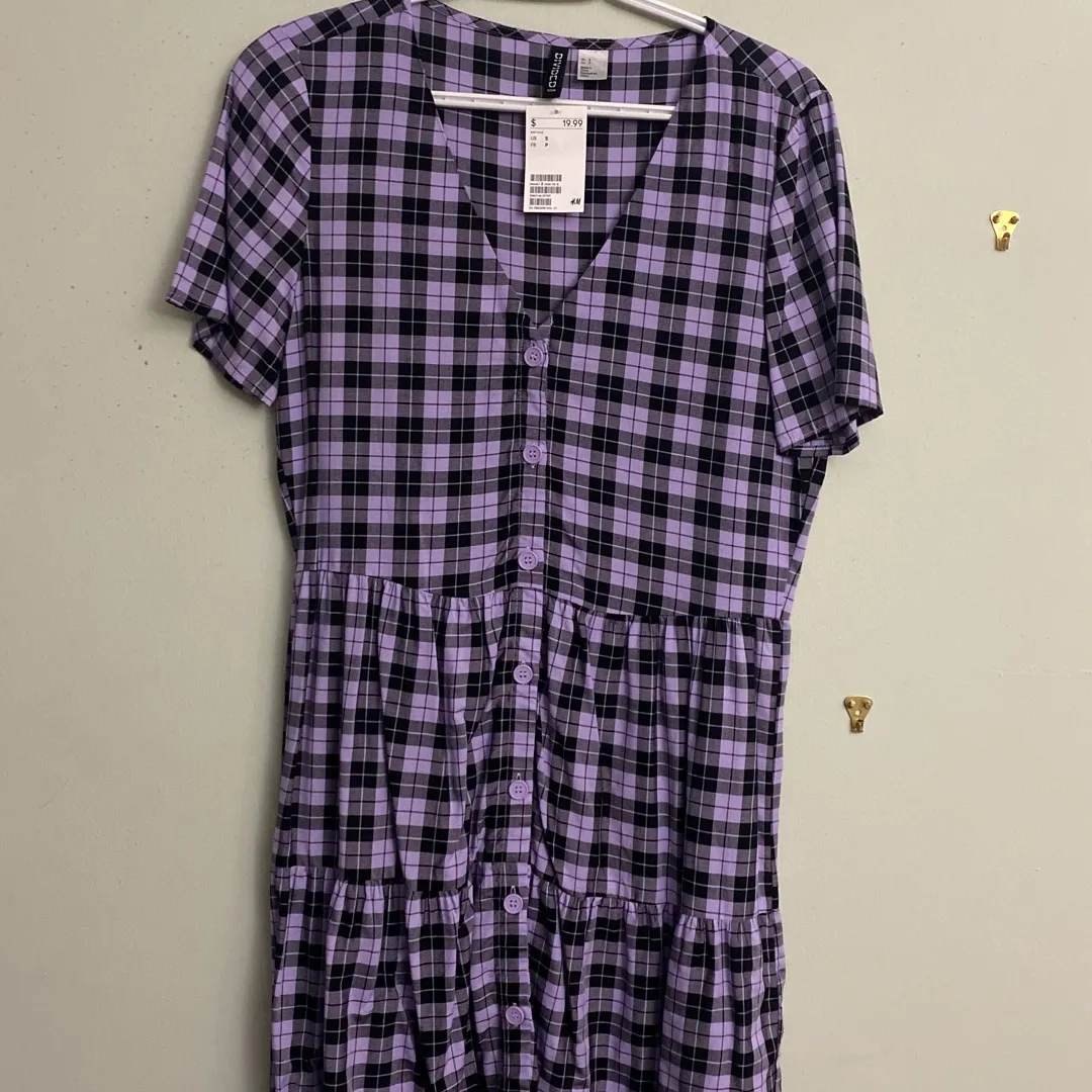 Plaid Purple Dress Size Small - NWT - H&M photo 1