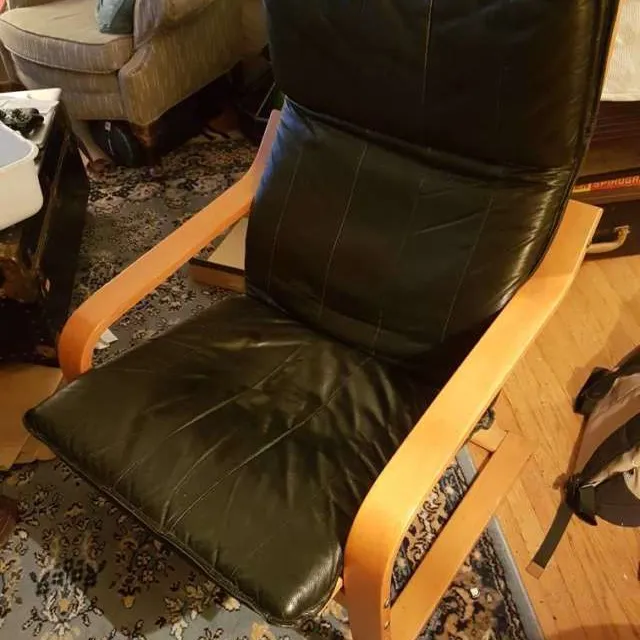 Genuine Leather Poang Chair IKEA. photo 1