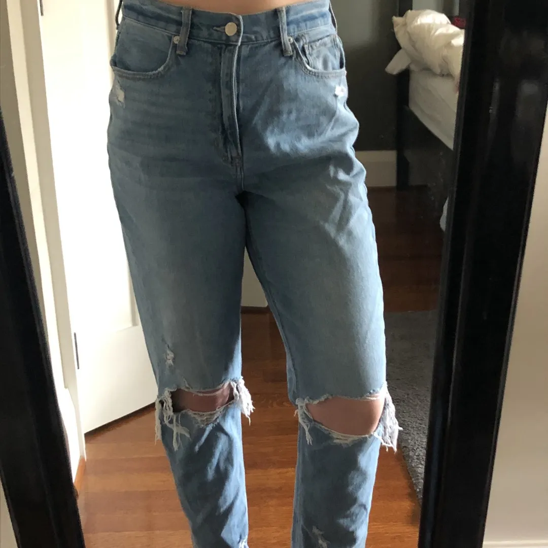 American Eagle Distressed Mom Jeans Size 10 photo 1