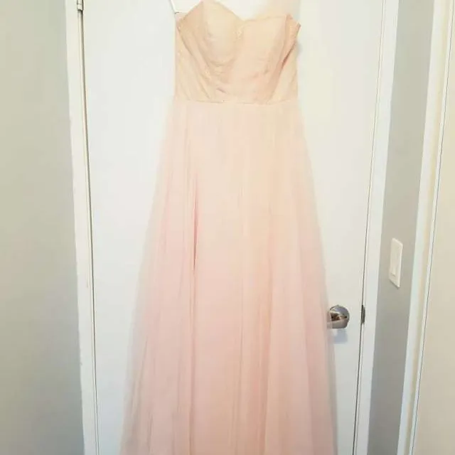 Long Bridesmaid Dress In Light Peach photo 1