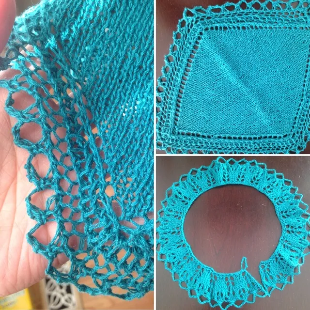 Turquoise Linen Lace Handkerchief And Collar photo 1