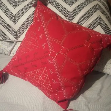 Red Embroidered Pillow photo 1